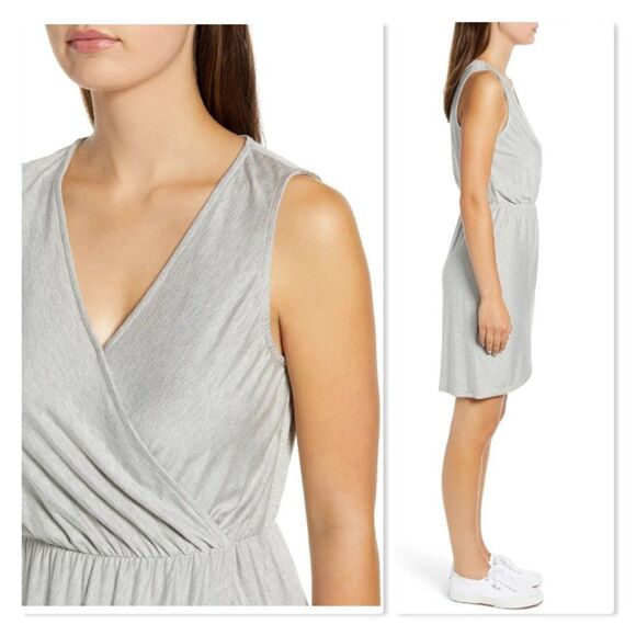 Gibson X The Motherchic Avalon Faux Wrap Jersey Dress - size XS in Grey - Picture 3 of 15